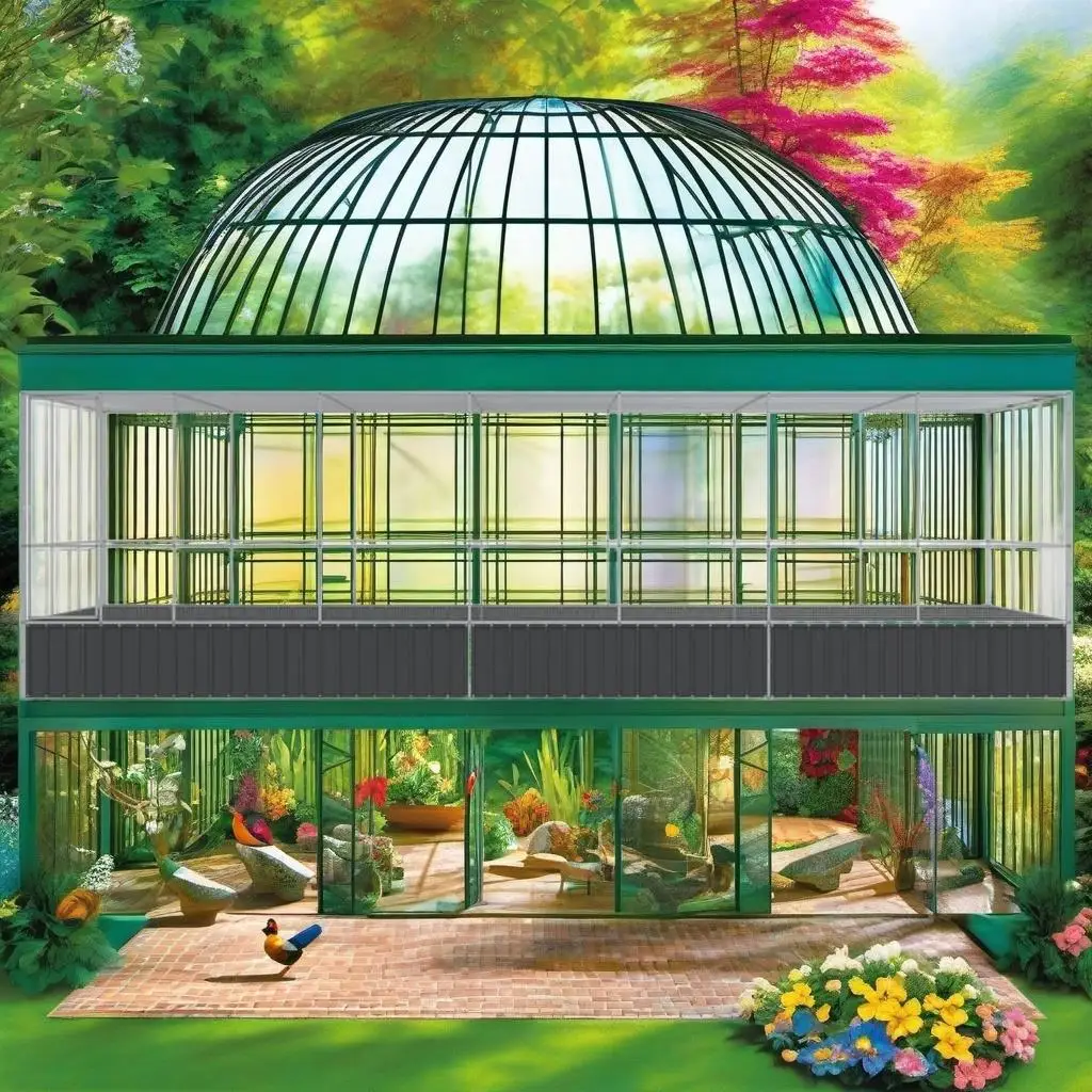 Silver Steel Aviary with Extension 285.4x120.9x83.5 cm - Durable Outdoor Bird Cage