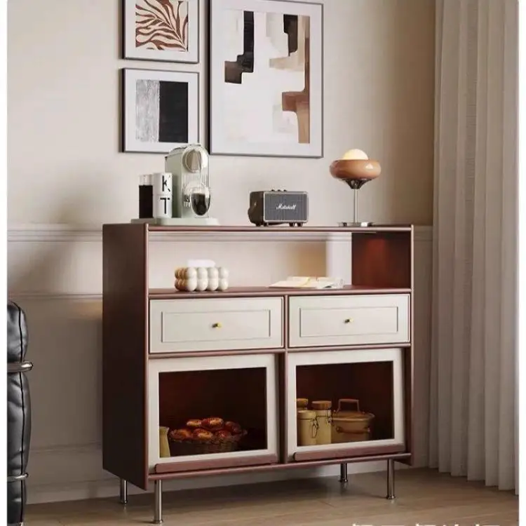 HYS vintage style solid wood sideboard, small living room French vintage entryway cabinet, storage cabinet, home tea cabinet