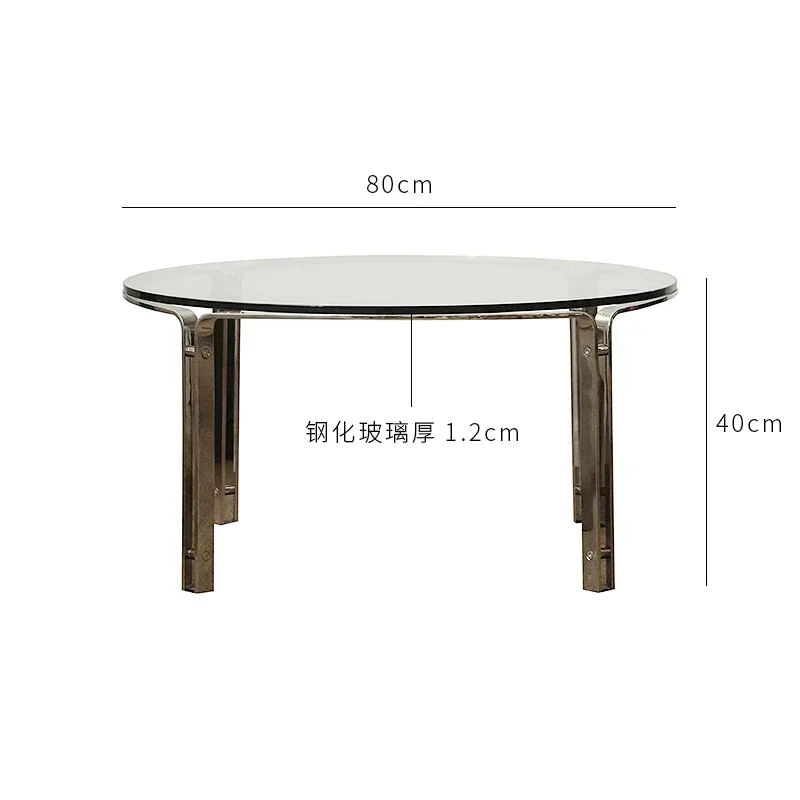 Stainless steel glass coffee table round Nordic light luxury medium and ancient style home living room minimalist tablesss