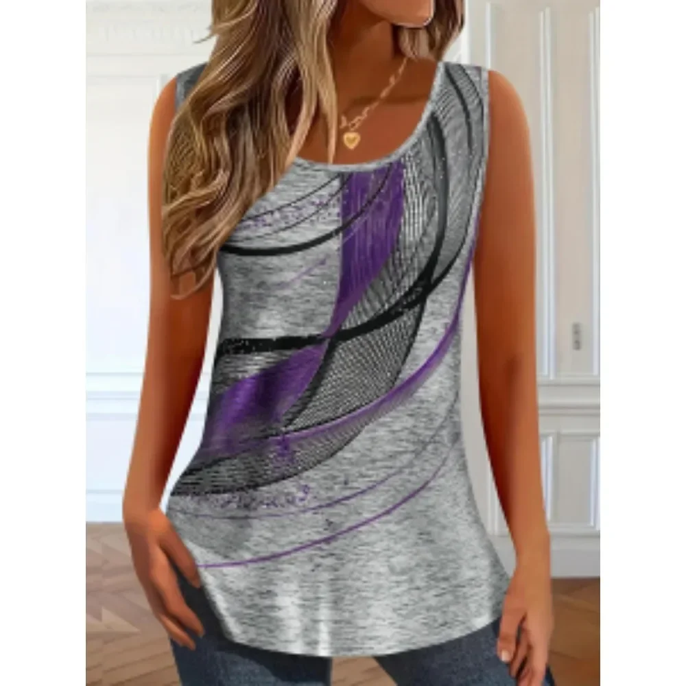 سترة نسائية مقاس كبير 1XL-5XL بدون أكمام بطباعة متدرجة