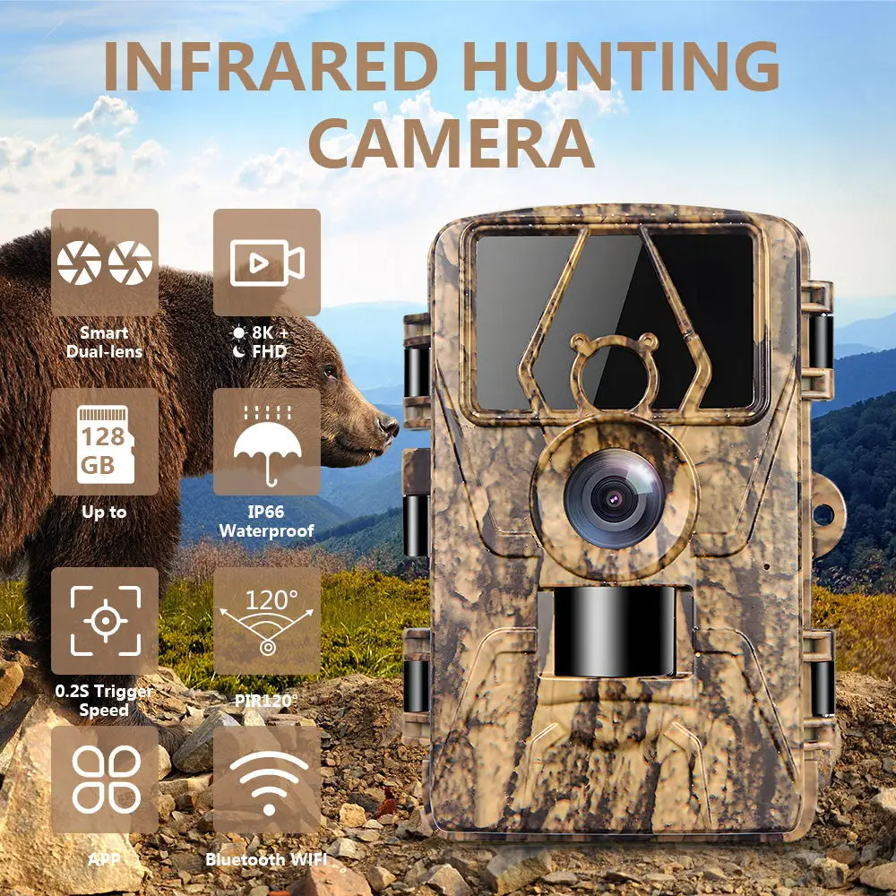 PR801LTE 4G LTE 8K 60MP Hunting Trail Camera fit for US, EU and other 4G countries