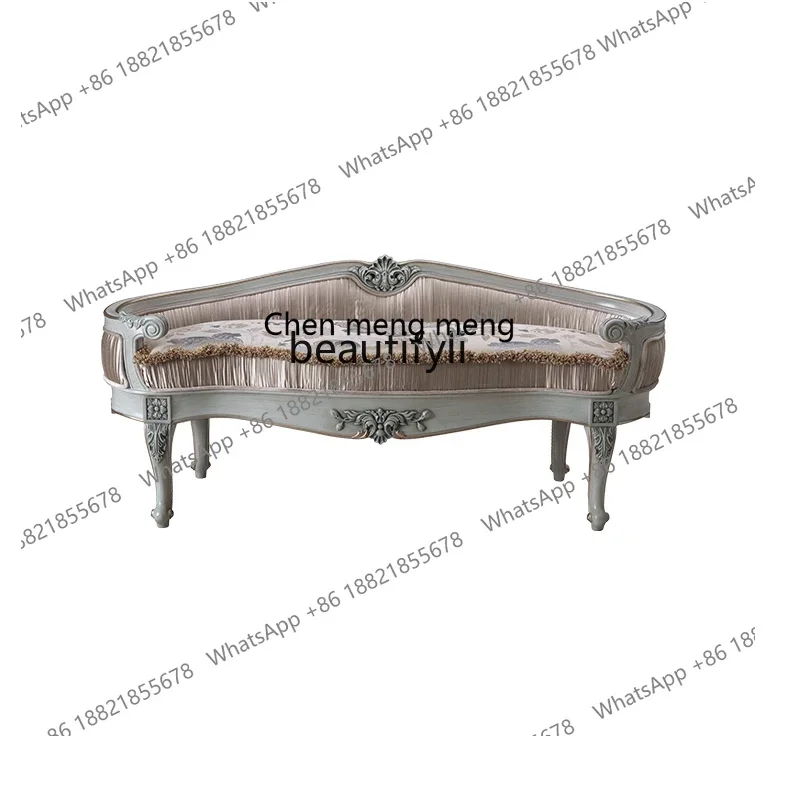 

new style French Furniture European-Style Fabric Bed Stool Bed Bed Bedroom Tailstock Sofa Stool Shoe Changing Stool ss 7304