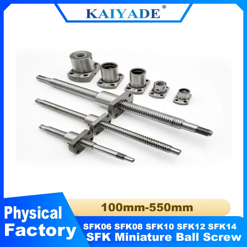 

C7 Miniature Ball Screw SFK0802 SFK1002 6mm 8mm 10mm 0601 0801 0802 1002 1202 Length 100 150 200mm with SFK Ball Nut 3D Printer