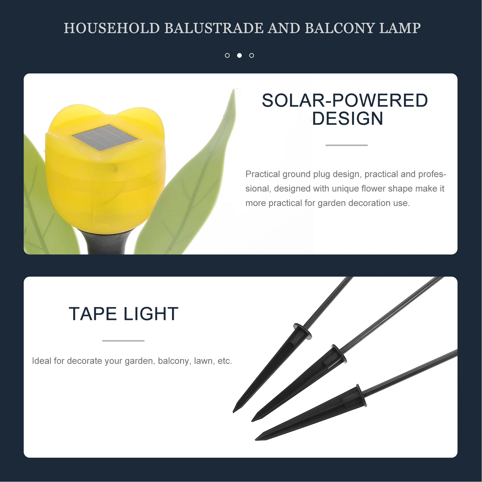 3 قطعة زهرة التوليب الشمسية شكل مصباح ليد في الهواء الطلق حديقة الديكور كامل تعمل بالطاقة الشمسية حياة طويلة مصباح التوصيل الأرضي