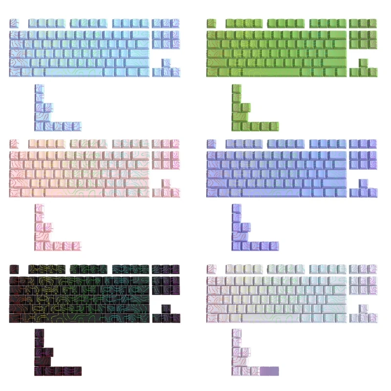 97-Tasten-PBT-Seitendruck, durchscheinende Tastenkappen für mechanische Tastatur-Tastenkappe X3UB – Detail 1