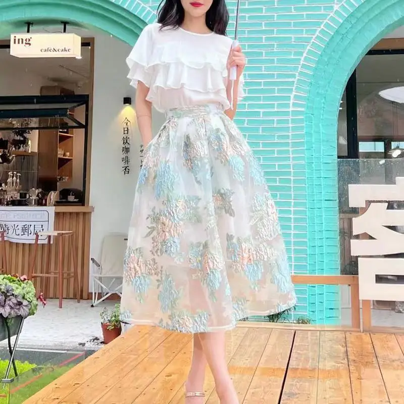 Gagarich Eugenia Puffy Skirt Women Spring Summer New 2024 Half High Waist Crotch Covering Slim Mid Length Pleated Skirts