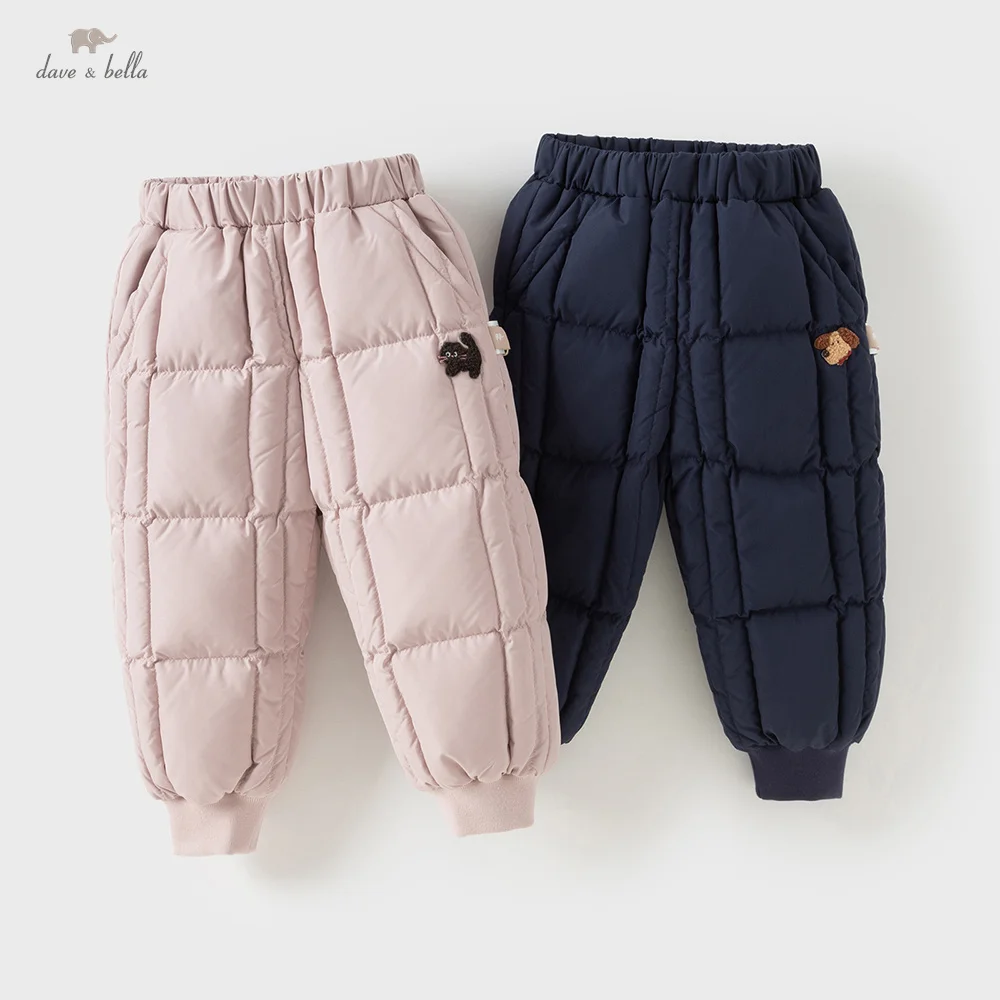 

Пуховые штаны Dave Bella для мальчиков и девочек, осенне-зимние детские брюки на белом утином пуху, верхняя одежда с эластичной резинкой на талии, плюшевая одежда DB4253622