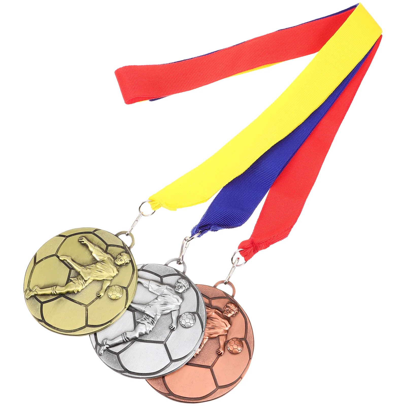 

3 Pcs Competition Medals Decorative Award Gold for Awards Alloy Game Soccer Metal