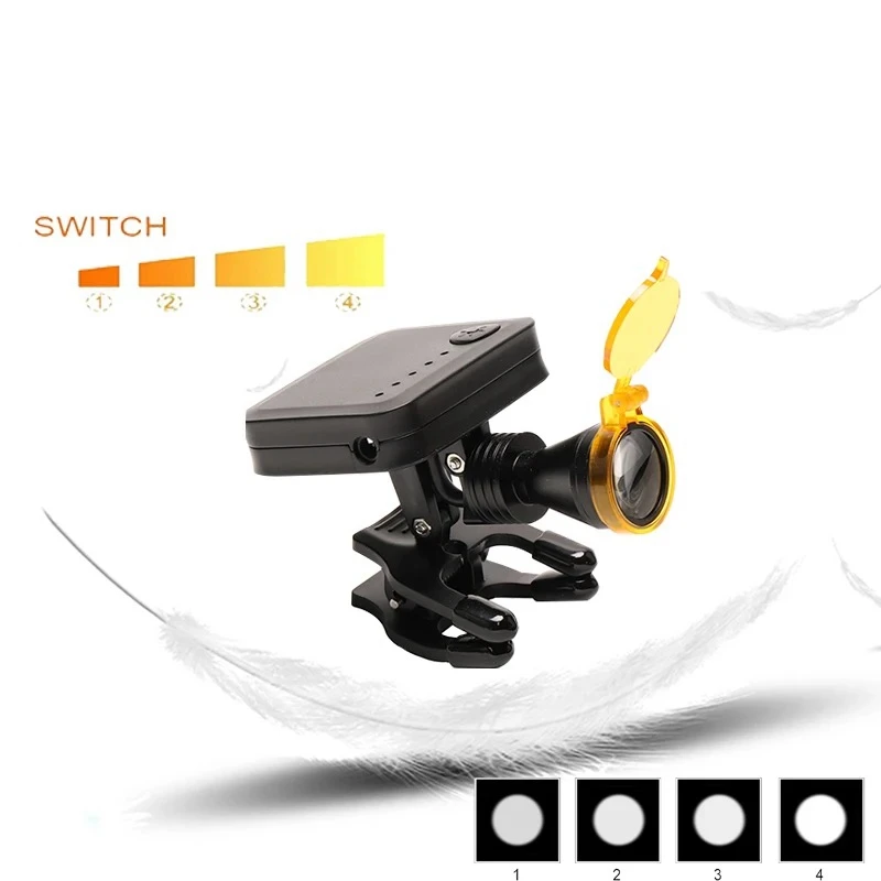 ไฟฉายส่องทางทันตกรรมแบบไร้สาย5W ไฟหน้า LED ทางการแพทย์พร้อมคลิปหนีบแว่นตาตัวกรองแสงสำหรับทำฟัน