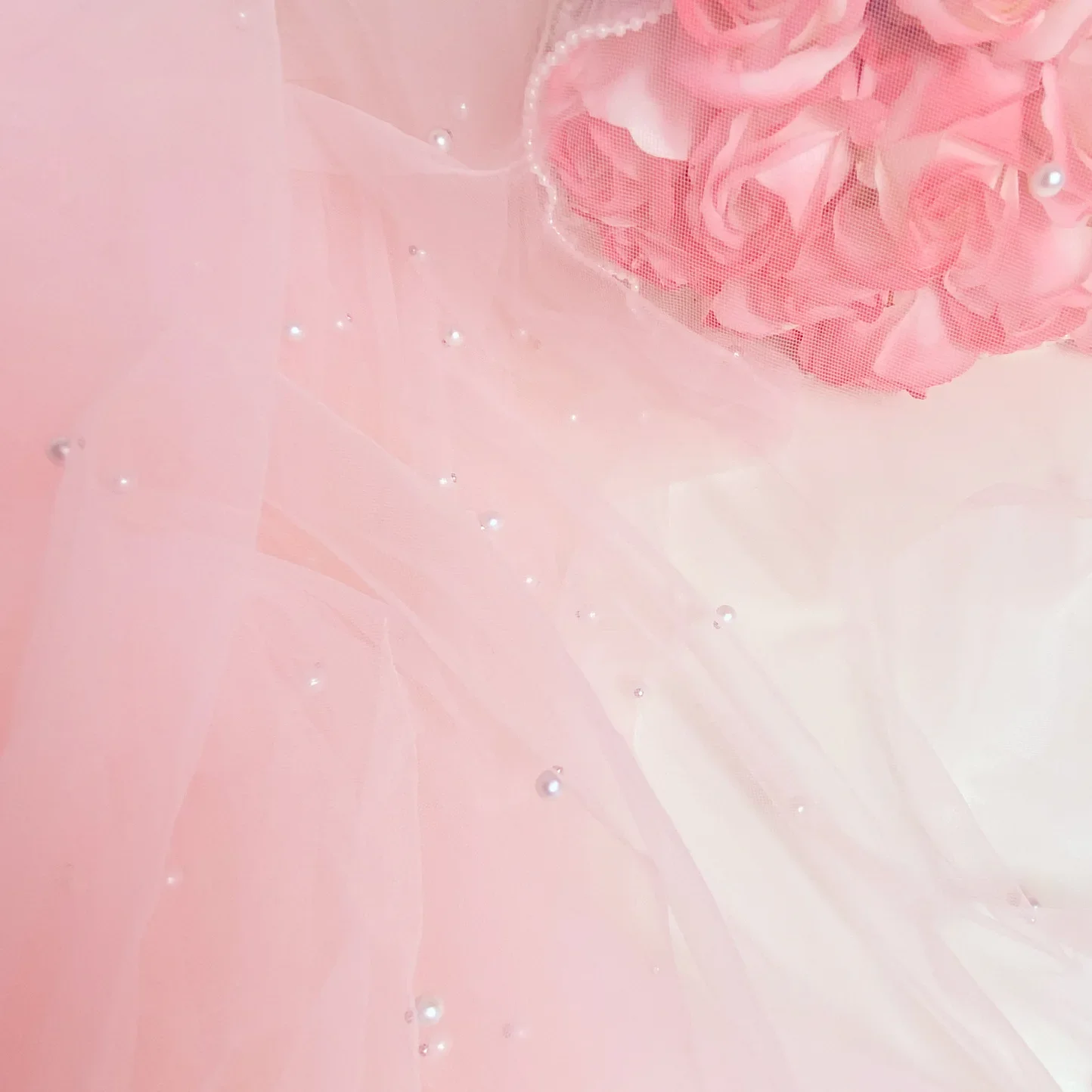 Beads Tulle Lace Fabric Dress Tulle Mesh Tablecloth Curtain Sew Accessories Pearls Beads Romantic