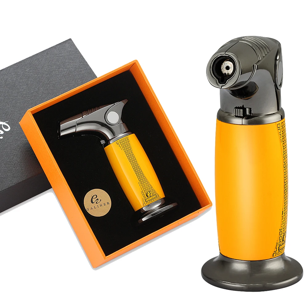 

Galiner Windproof Metal Cigar Lighter 1 Jet Flame Butane Gas Gun Lighters Smoking Refillable Gift Box