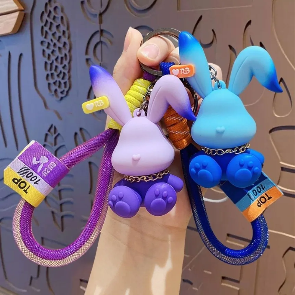 سلسلة مفاتيح أرنب متدرجة عصرية للنساء من عام الأرنب، قلادة حقيبة ظهر رائعة لطيفة، حلية حلقة مفاتيح السيارة