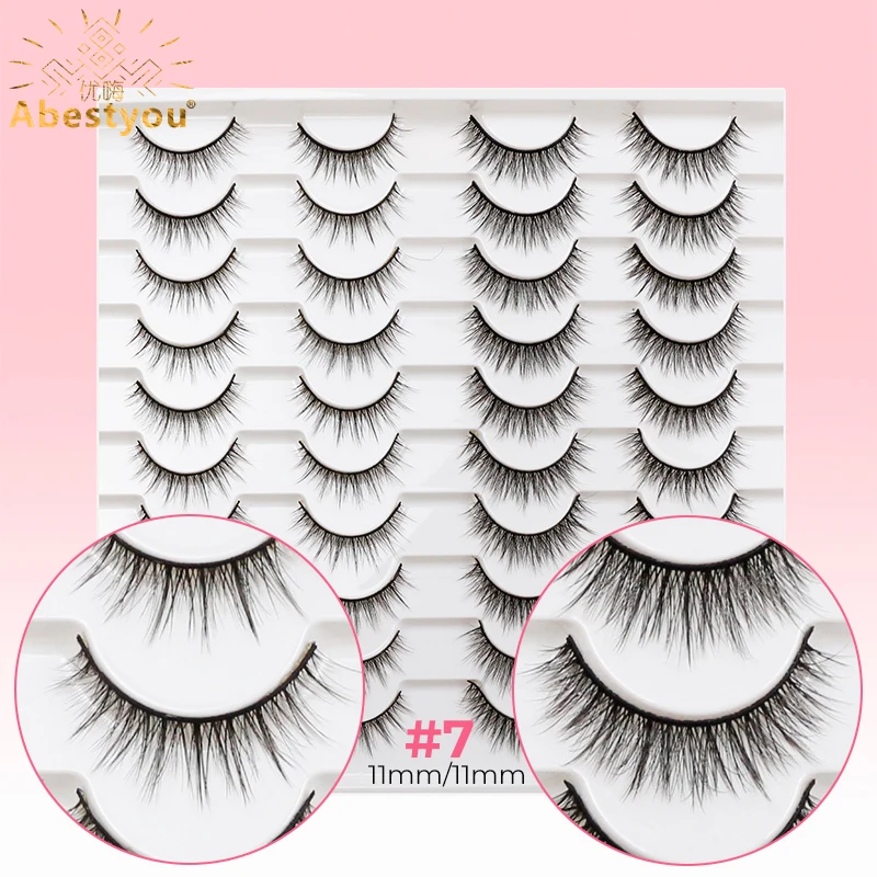 Abestyou 3d 20pairs Natural Look Light Wispy Fluffy Faux Mink Lashes Tray Korean Makeup Individual Eyelashes Extension Wholesale