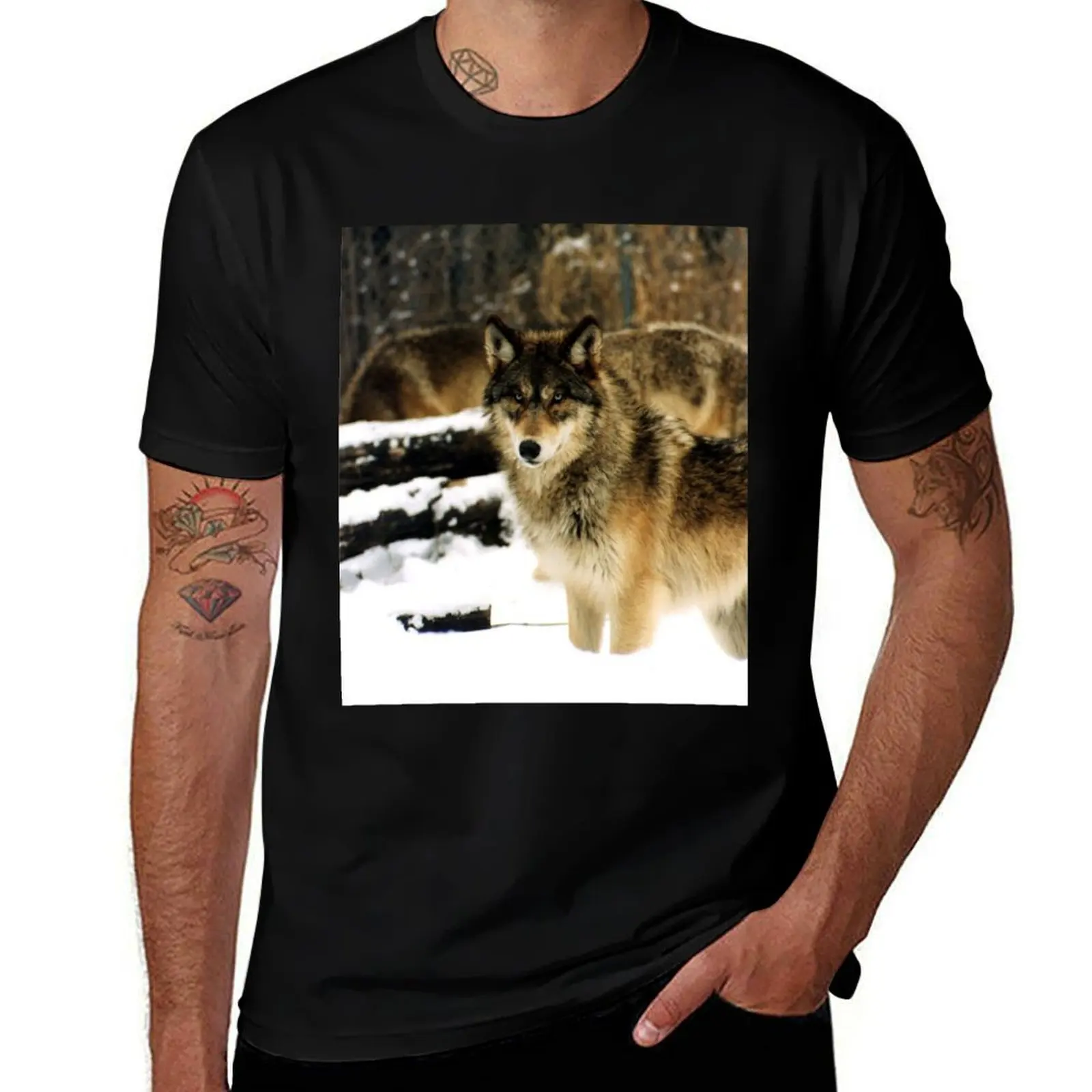 Wolves in The Snow T-Shirt Work Wear Breathable Tee