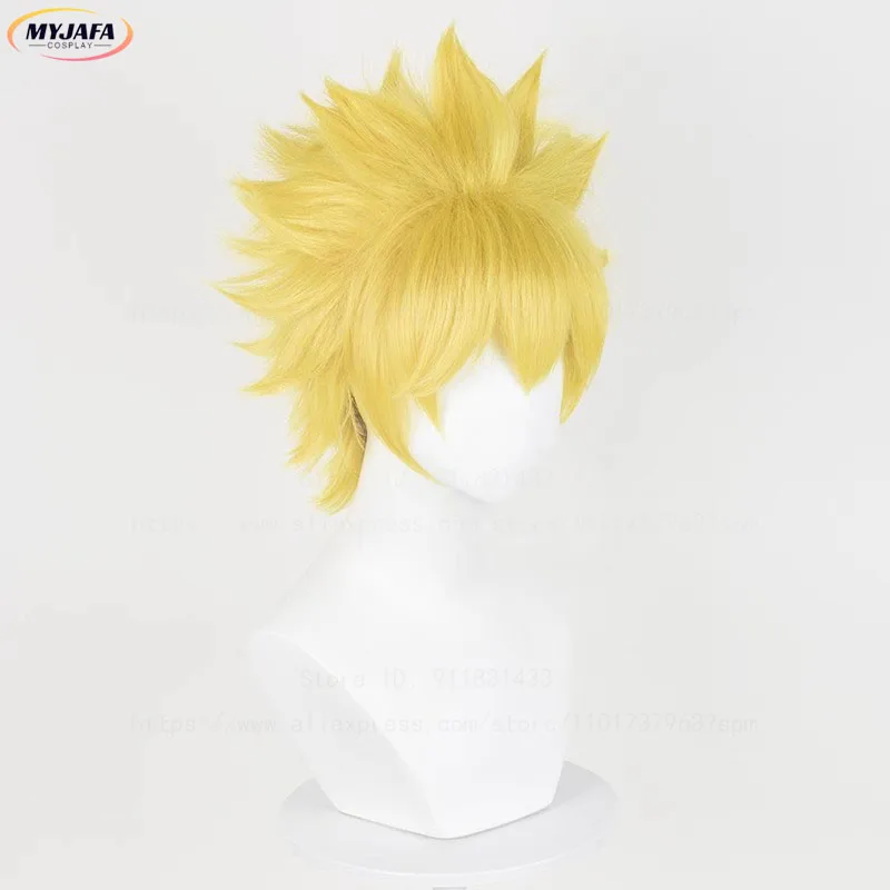 

High Quality Uzumaki Cosplay Wig Short Golden Fluffy Shaggy Layered Heat Resistant Synthetic Hair Anime Wigs + Wig Cap
