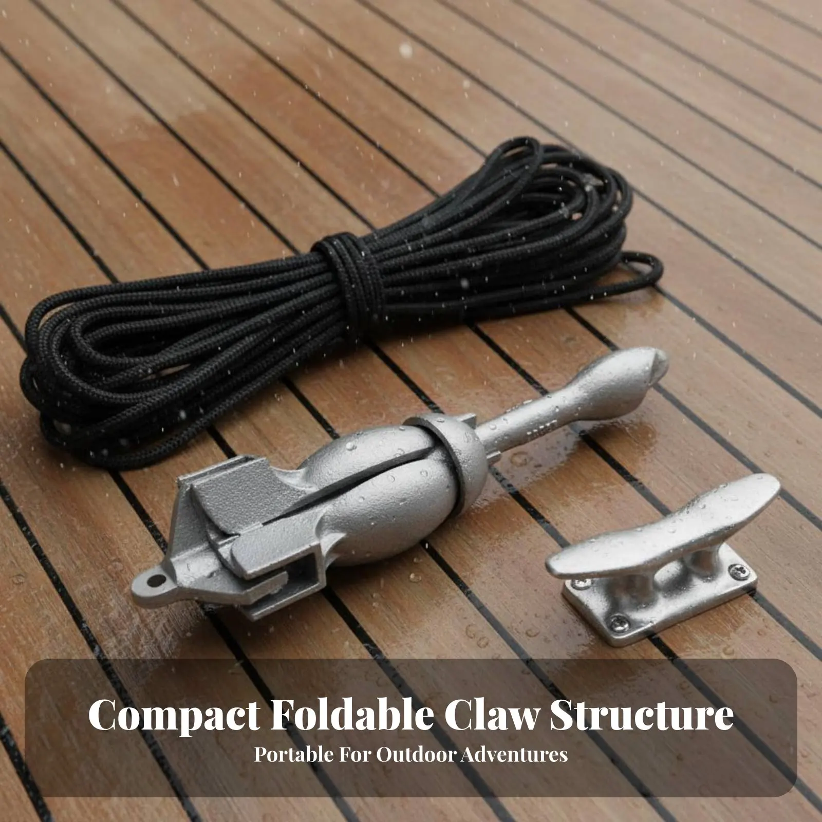 

Galvanized Steel Anchor Foldable Design Kayak Anchor Watercraft Accessory Aquatic Hardware Space-Saving Storage
