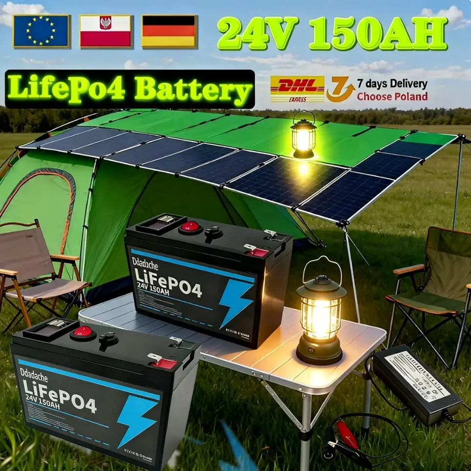 Nouvelle batterie lithium 18650 rechargeable 24V 150 Ah pour véhicule électrique solaire + chargeur 25,2 V 2 A, idéale pour machine de désherbage (sous-batterie)