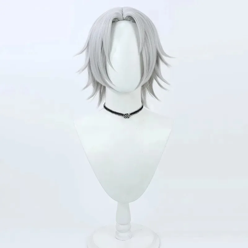 كوسبلاي [رجل حر] مجموعة معبد السجن المعلم رجل كوس شعر مستعار فضي رمادي Gokudera Hayato