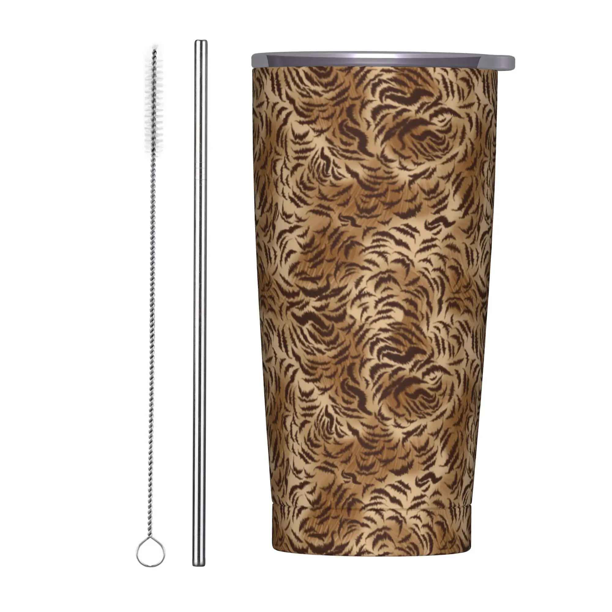 Leopard skin Texture Tumbler Vacuum Insulated Tiger Animals Skin Thermal Cup Vacuum Flask Smoothie Tea Mug Spill Proof, 20oz