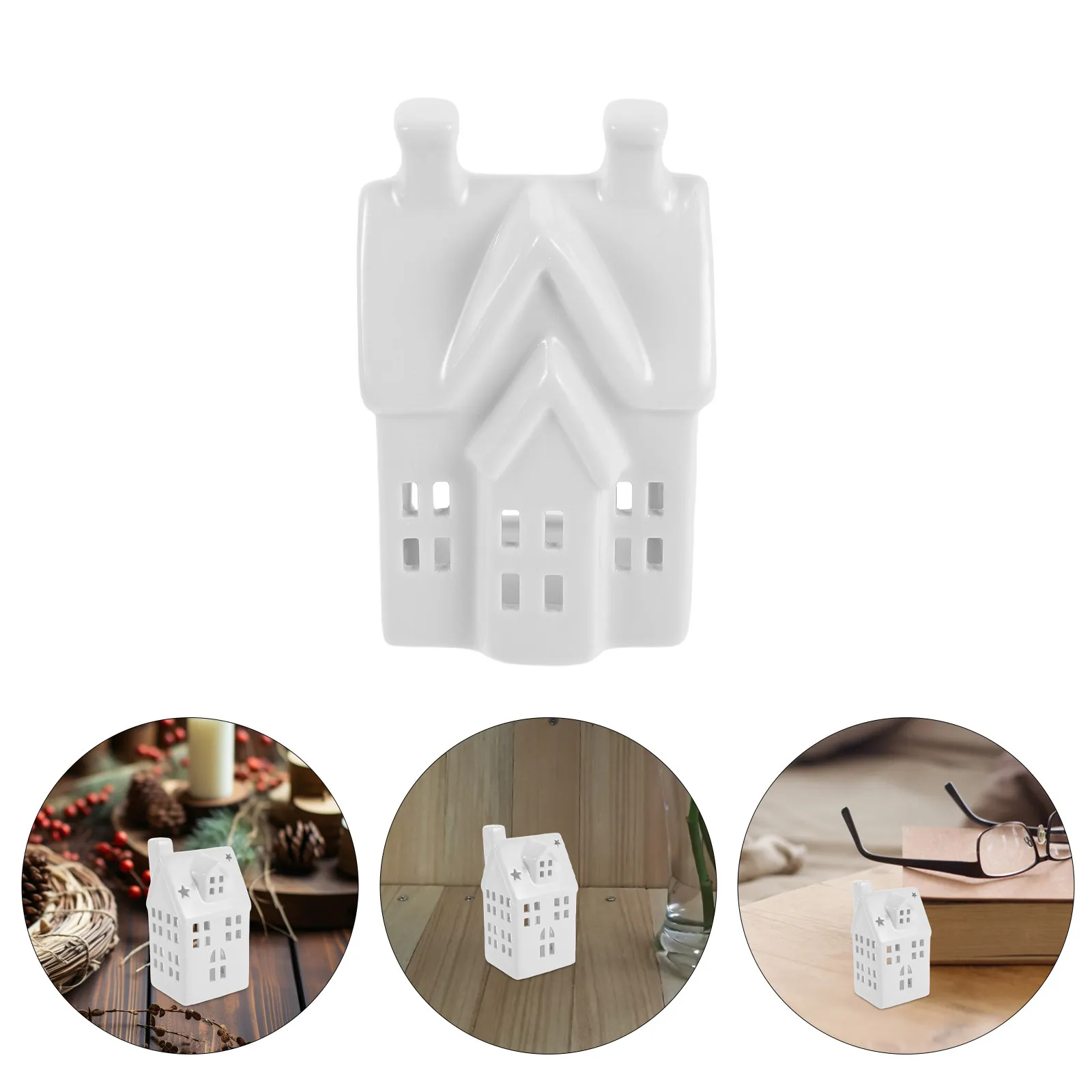 

Shaped Ceramic Tealight Holder Hollowed Design Decorative Candlestick for Farmhouse Living Room Dining Area Coffee Table