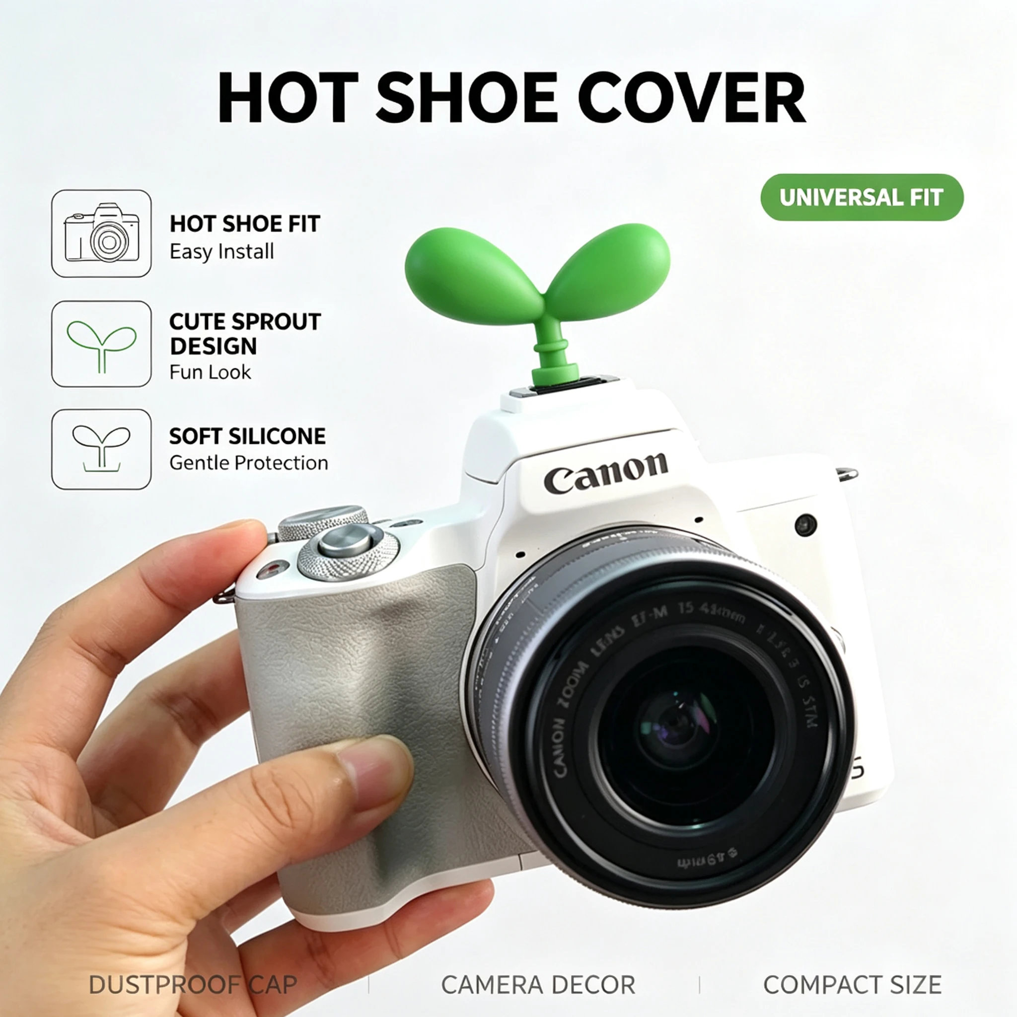 Camera Hot Shoe Cover Cute Green Sprout Soft Silicone Universal Protector Cap Dustproof for Sony Canon Nikon Fuji DSLR