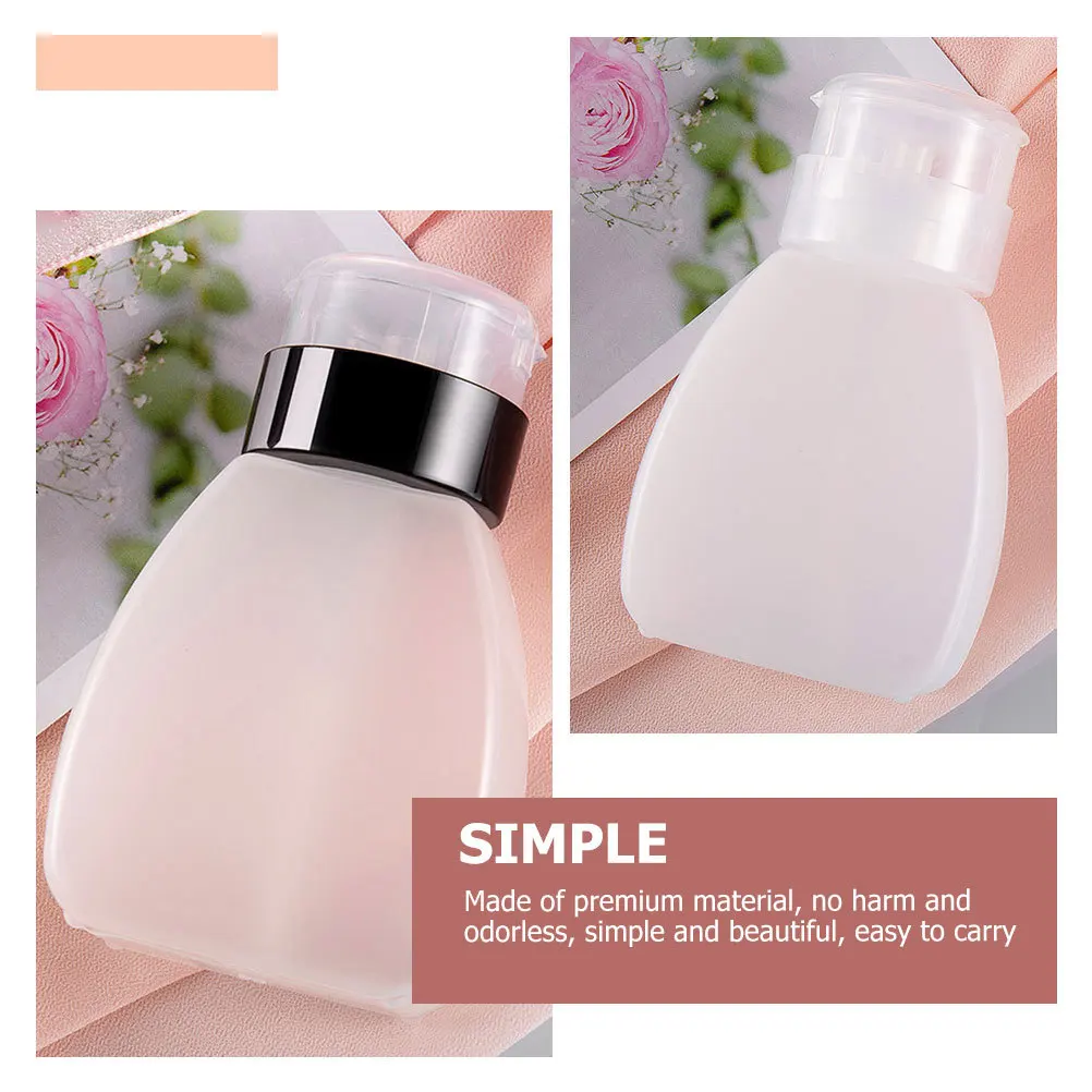 

4Pcs Nail Polish Remover Bottles Press Pump Empty Plastic Manicure Liquid Dispensers Refillable Travel Storage Bottles
