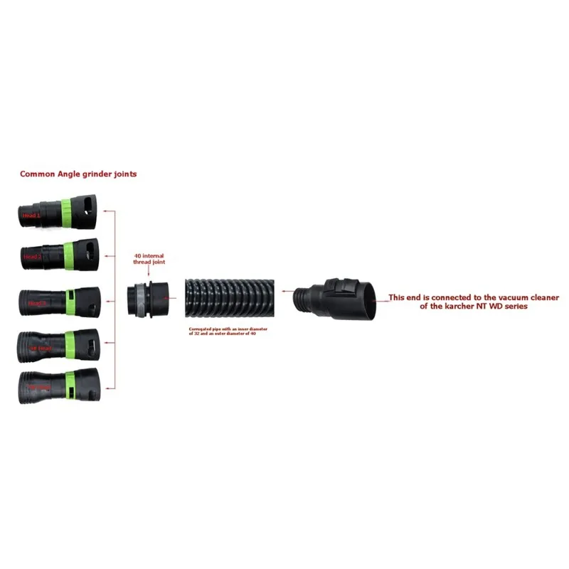 ABFS Vacuum Cleaner Dust Extraction Adapter Set For Karcher NT WD Festool Angle Grinder Power Tool Hose Connectors