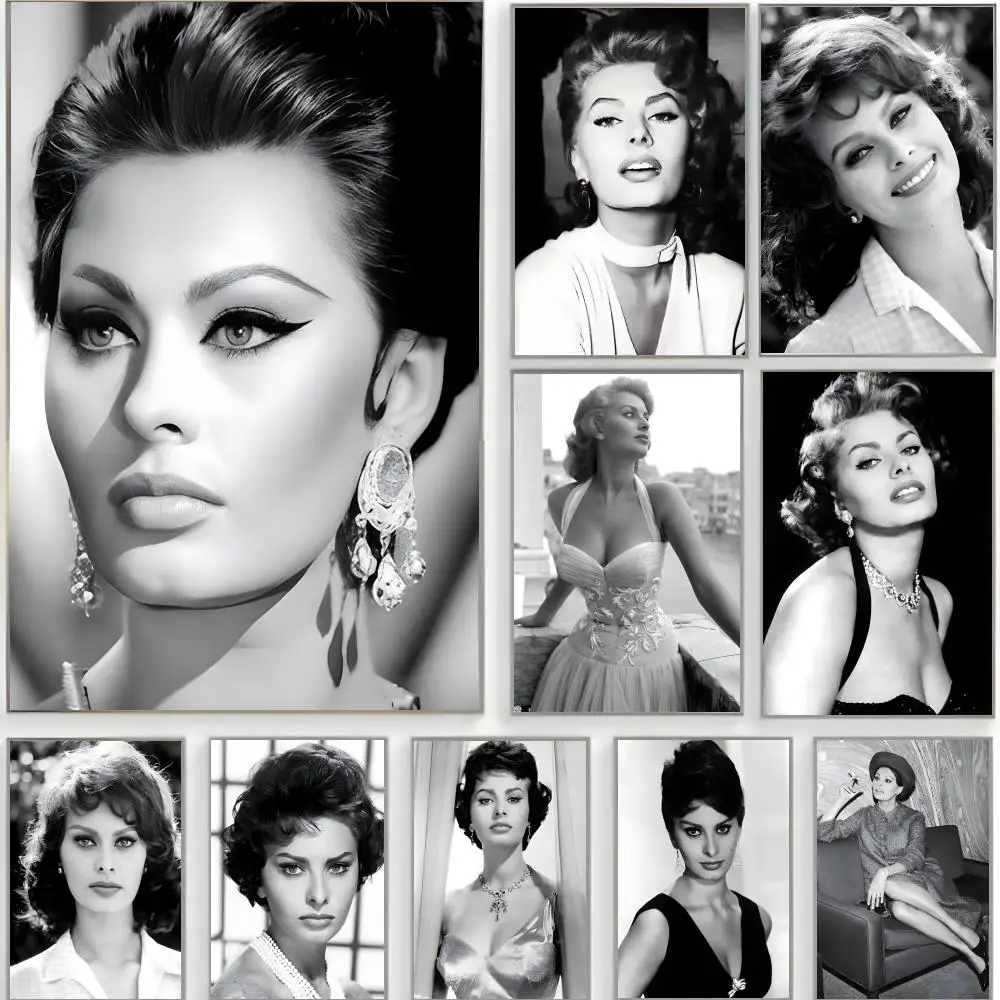 Sophia Loren Poster Classic Wall Art  Home Decor  Peel and Stick Unframed
