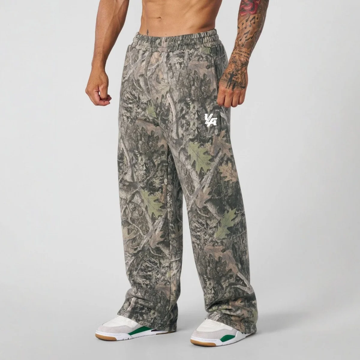 2025 young leisure sweatpants gym bodybuilding running training pants cotton terry printed bouquet foot pants