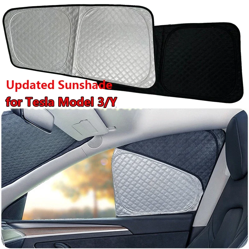 For Tesla Model 3 Highland 2024 Sunshade Accessories Silver Thick Sun Shade Model Y Window Windshield Shading M3H Protection Net