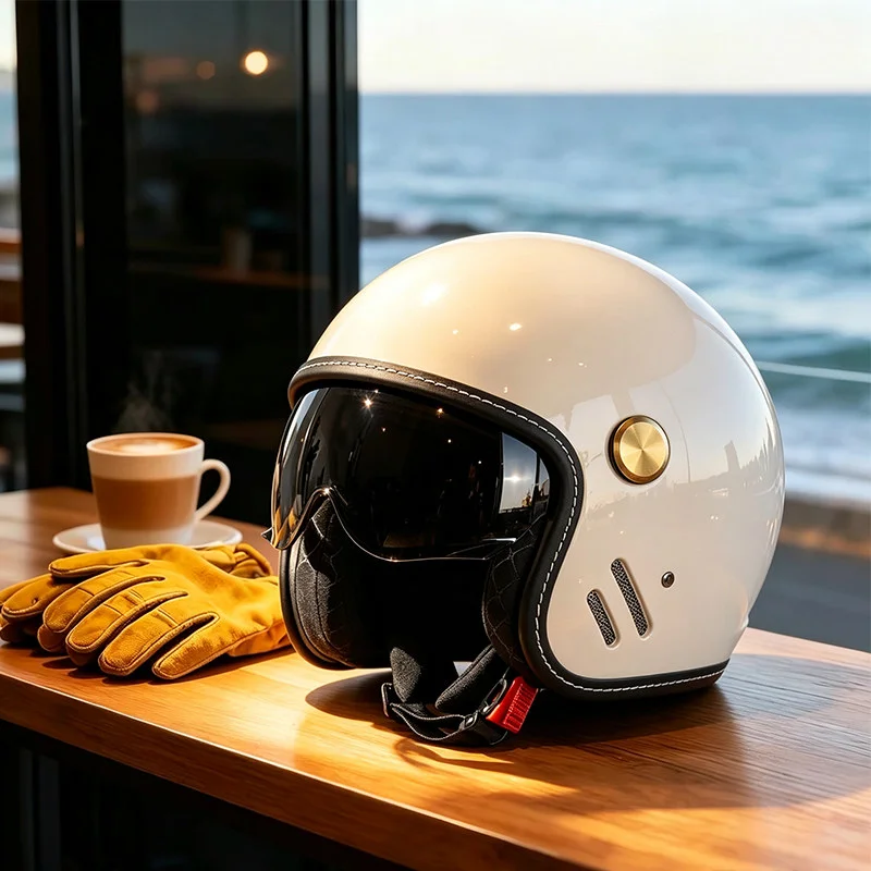 Czarny Retro Półkask Motocyklo – Motorcycle Helmets recenzja i cena