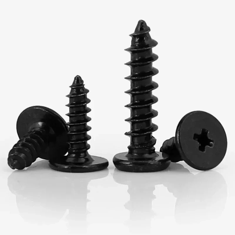 

M1.2 M1.4 M1.7 M2 M2.3 M2.6 M3 M3.5 M4 Black Nickel Plated Self Tapping Screws / Phillips Flat Head Wood Screws A2-70