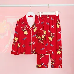 Marvel Superhero Children Pajama Sets Long Sleeved Collar Comfortable Night Clothes Set Soft Skin Friendly Homewear Autumn