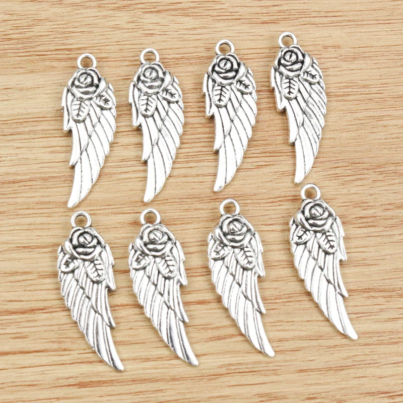 10 sztuk 31x11mm Antique Silver Plated skrzydła i ręcznie robiony wisiorek: DIY dla bransoletka naszyjnik — zdjęcie 3