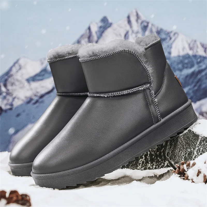 

Men's Winter Snow Boots with Plush Lining, Warm Short Boots, High-Top Thickened Cotton Boots, Couple's Cotton Shoes