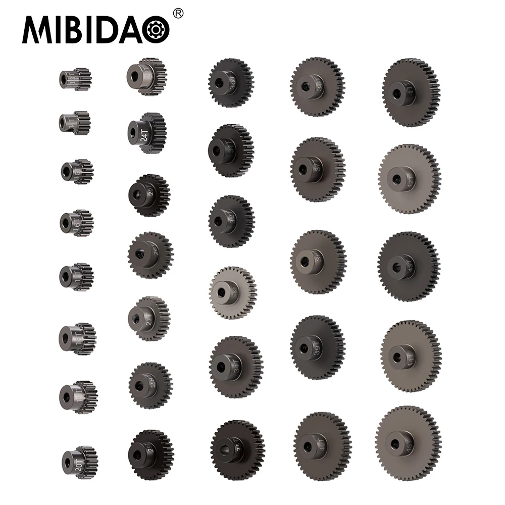 MIBIDAO 48P 3.17mm Metal 13T-45T Pinion Motor Gear for RC Car Model Upgrade Parts