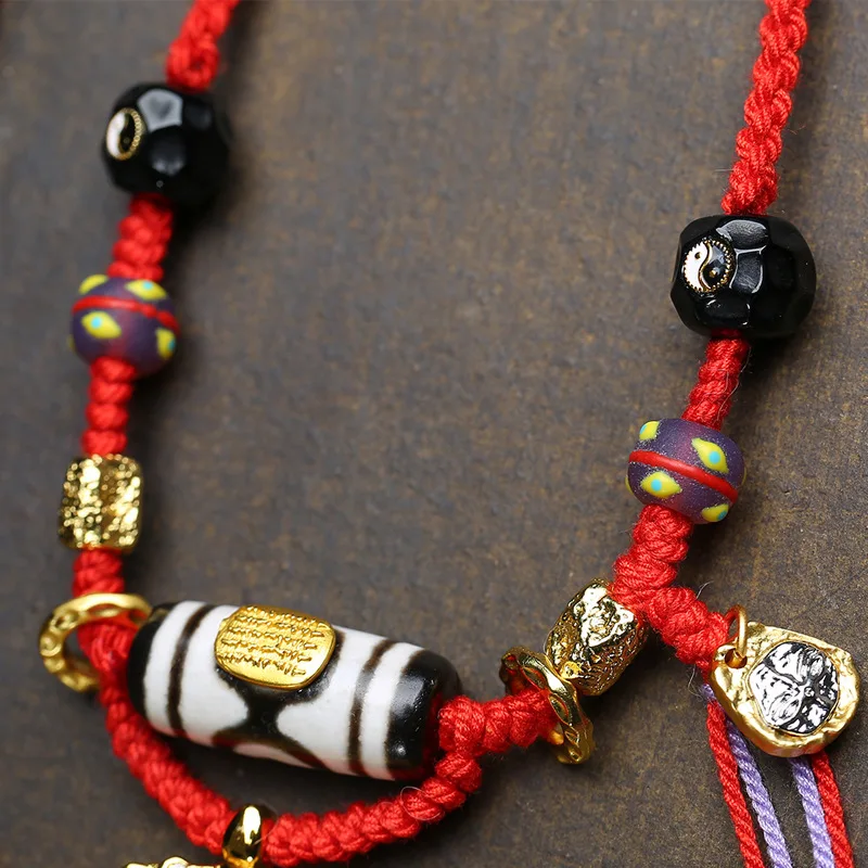 Tibetan Lunar New Year Horse to Success Thangka Hanging Plaque Sweater Chain Hand-Woven Red Rope Five Blessings Necklace