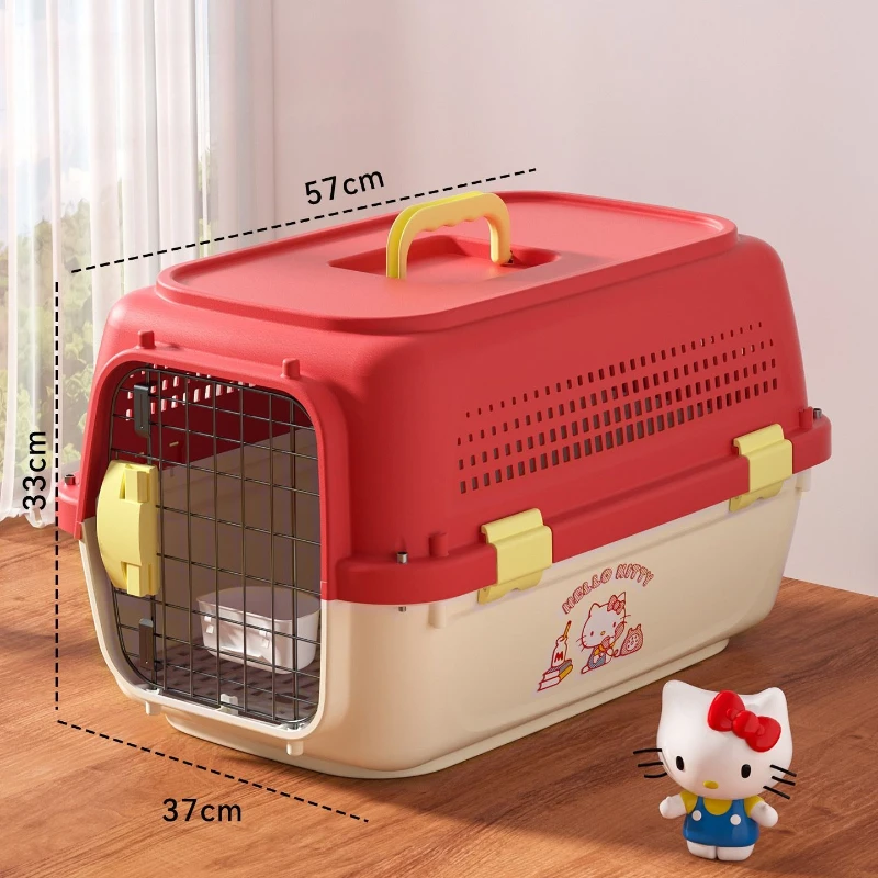 

Sanrio Hello Kitty мультфильм милый кот портативная уличная клетка креативная Kawaii маленькое автокресло для домашних животных в клетку чемодан подарок