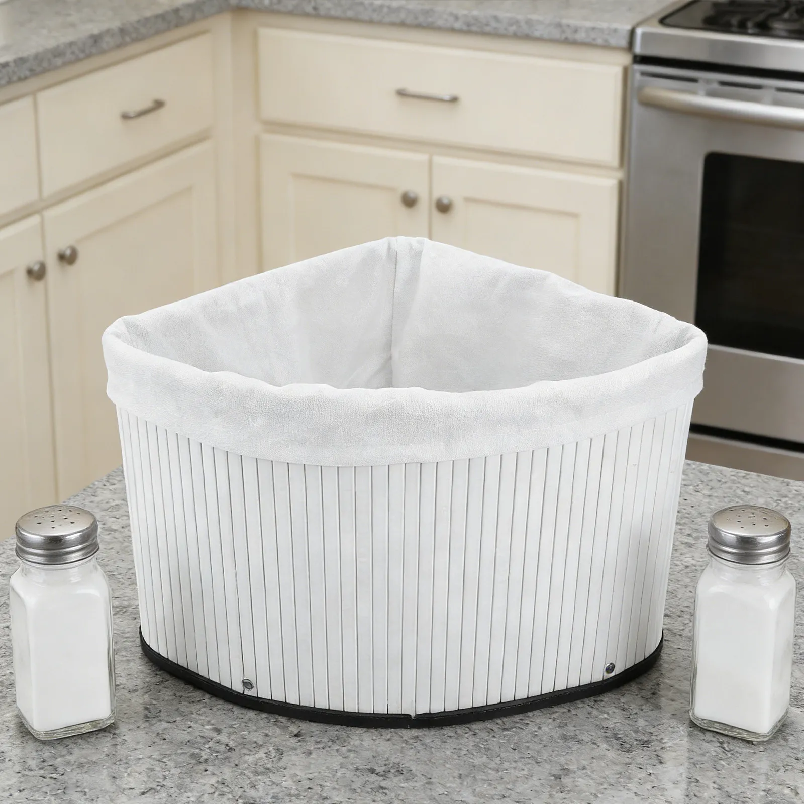 Corner Triangle Basket Fan Shaped Storage Bin Multi-Purpose Organizer Box for Kitchen Nursery Bathroom Shelf Space-Saving