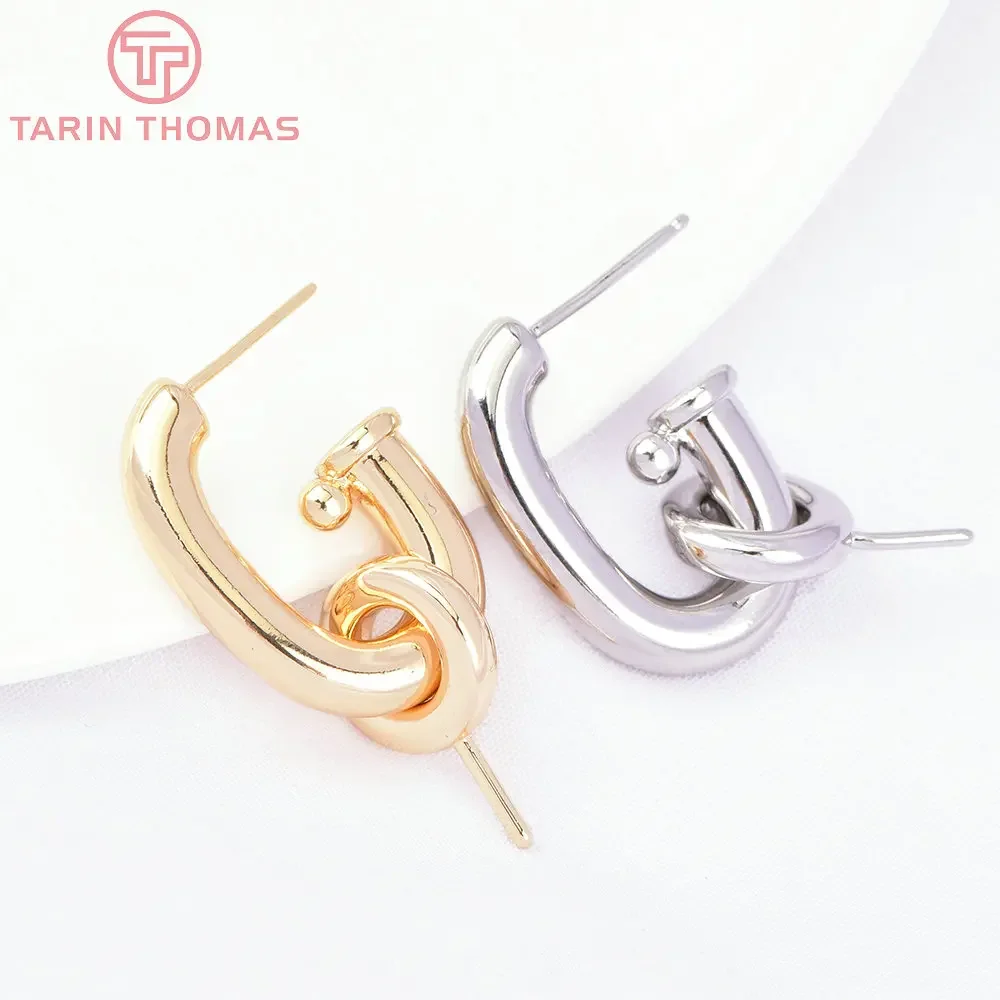 

(7128) 2PCS Length 32MM 24K Gold Color Brass Double Circle Stud Earrings Quality Jewelry Making Findings Accessories Wholesale