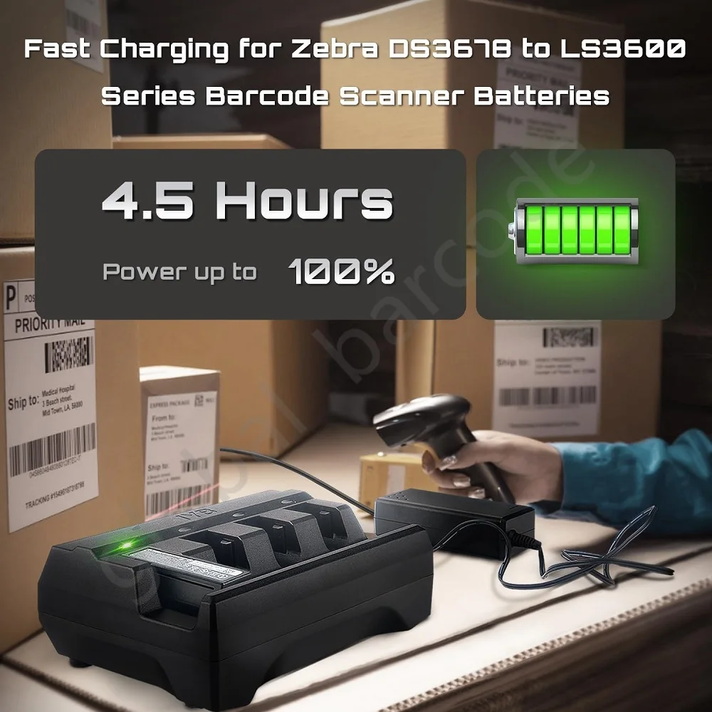 4-Slot-Akkuladegerät für Zebra-Barcode-Scanner DS3678 DS3600 LI3678 LI3600 LS3678 LS3600 SAC3600-4001CR
