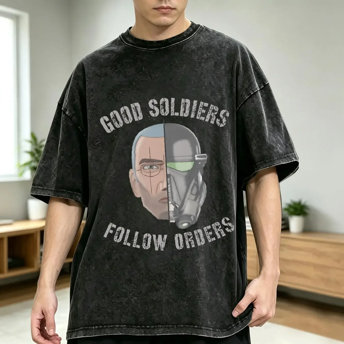 washed T Shirt Good Soldiers Follow Orders Crosshair Quote Bad Batch for Him Her Fandom Fashion Fand vintage Washed Slightly