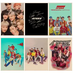 ATEEZ KPOP Vintage Posters For Living Room Bar Decoration Vintage decorative painting
