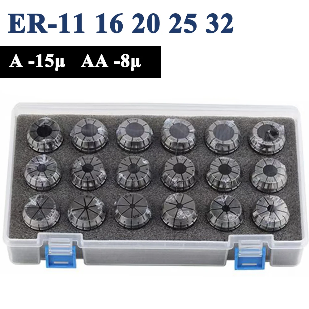 Collet Set ER11 ER16 ER20 ER25 ER32 ER40 High Precision 0.008mm 0.015mm Tools Holder Clamping Grade A AA