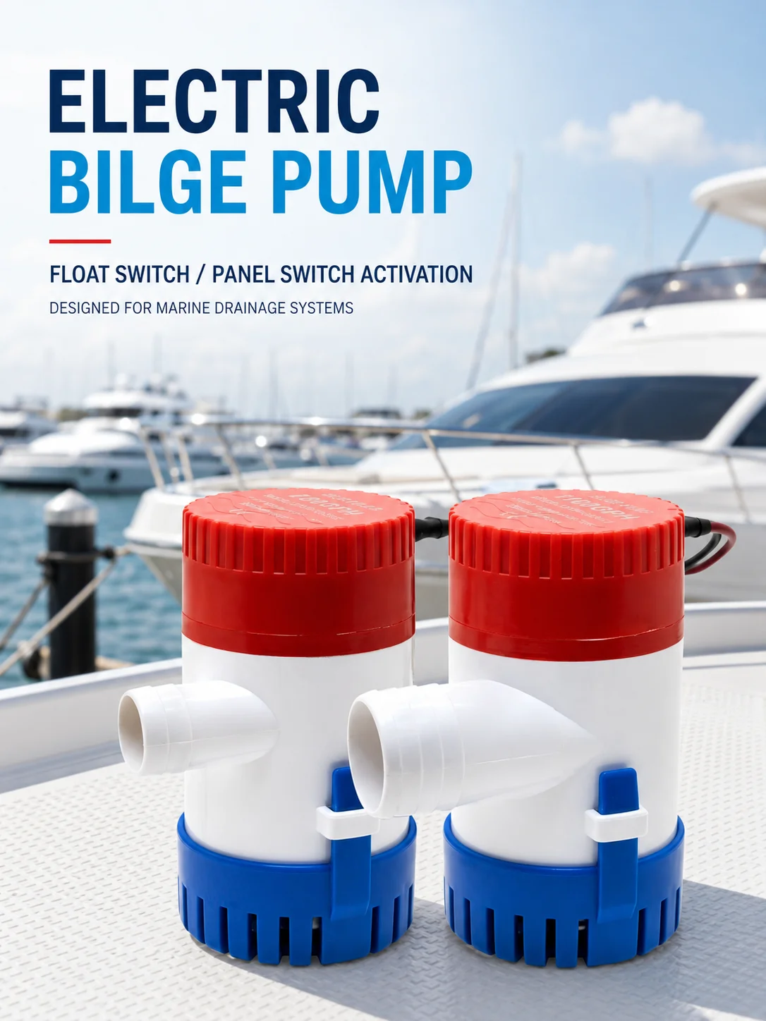 Bilgepumpe 12V 24V DC 350/500/750/1100GPH Nicht-Automatische Marine-Tauchpumpe für Boote, Yachten, Hausboote zur Wasserentwässerung – Detail 2