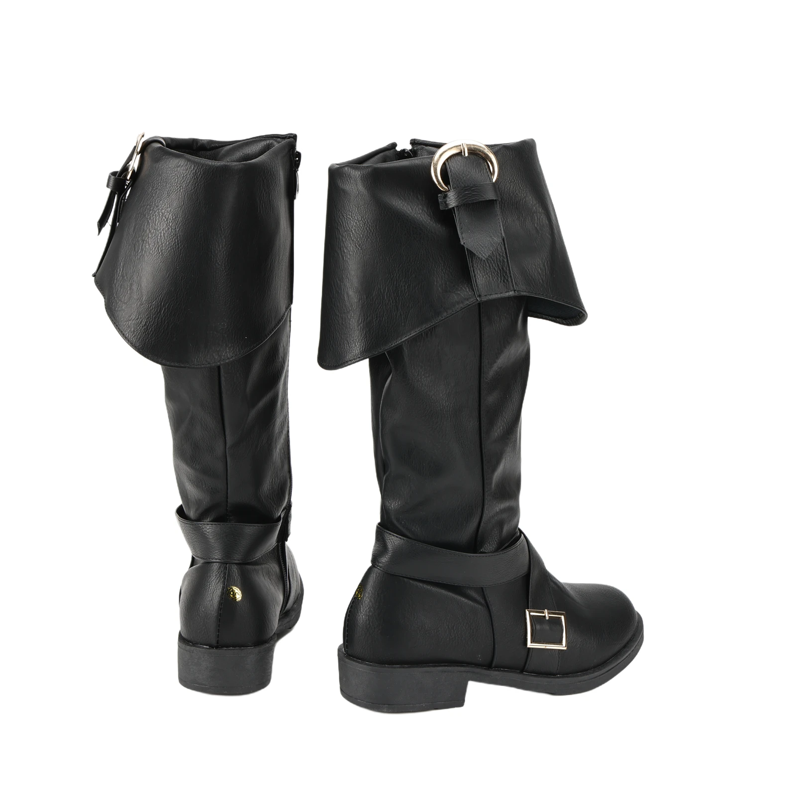 Męskie Średniowieczne Buty Wiking Pirat Krzyż Klamra Pas Buty Halloween Cosplay Buty Skóra PU Antypoślizgowe Gruba Podeszwa