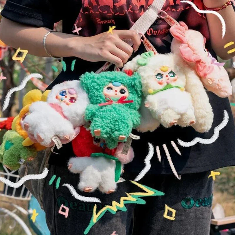 2025 جديد حقيقي الطفل ثلاثة "أين هو الربيع" سلسلة صندوق أعمى الفينيل أفخم الوجه دمية حقيبة أنيقة قلادة لعبة غامضة للأطفال