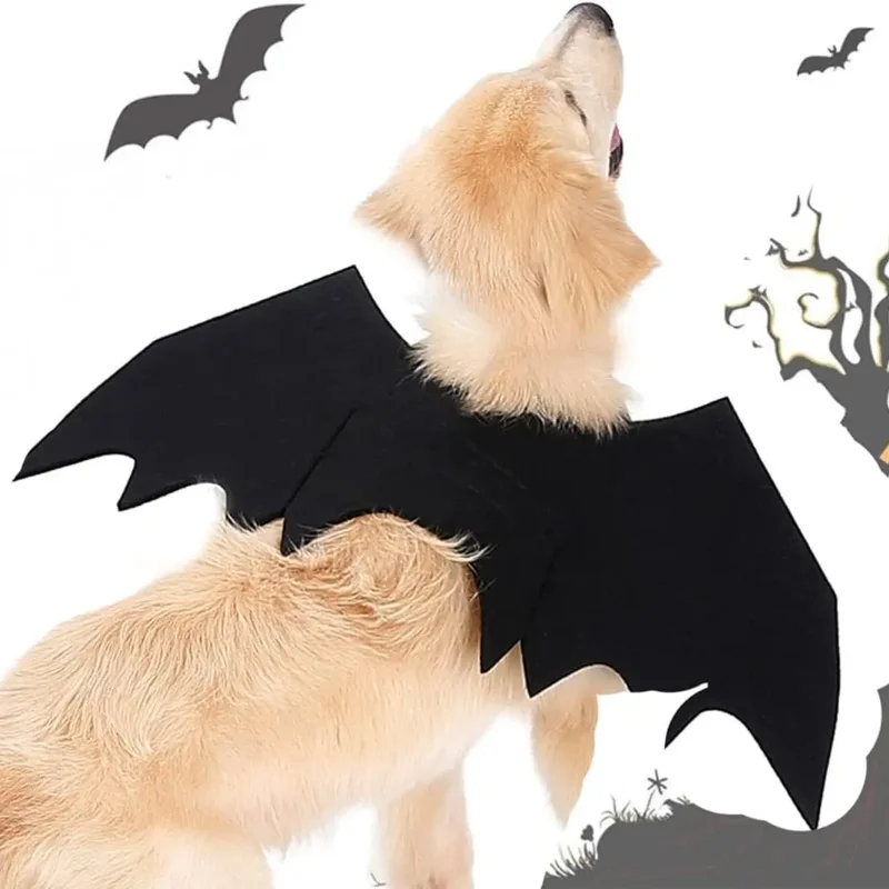 Dog Costumes Halloween Bat Wings Cat Pet Clothes Bat Wings Bell Dog Christmas Clothes Felt clothing disfraz halloween perro 강아지옷