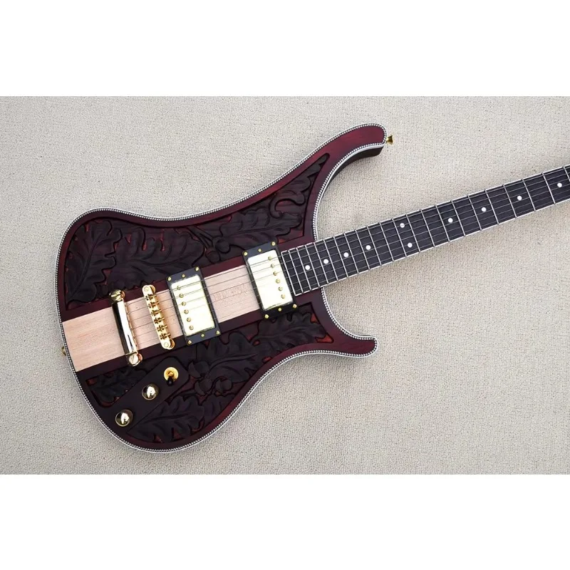Wholesale 6 Strings Electric Guitar Carved Pattern Bass Professional Electric Guitar