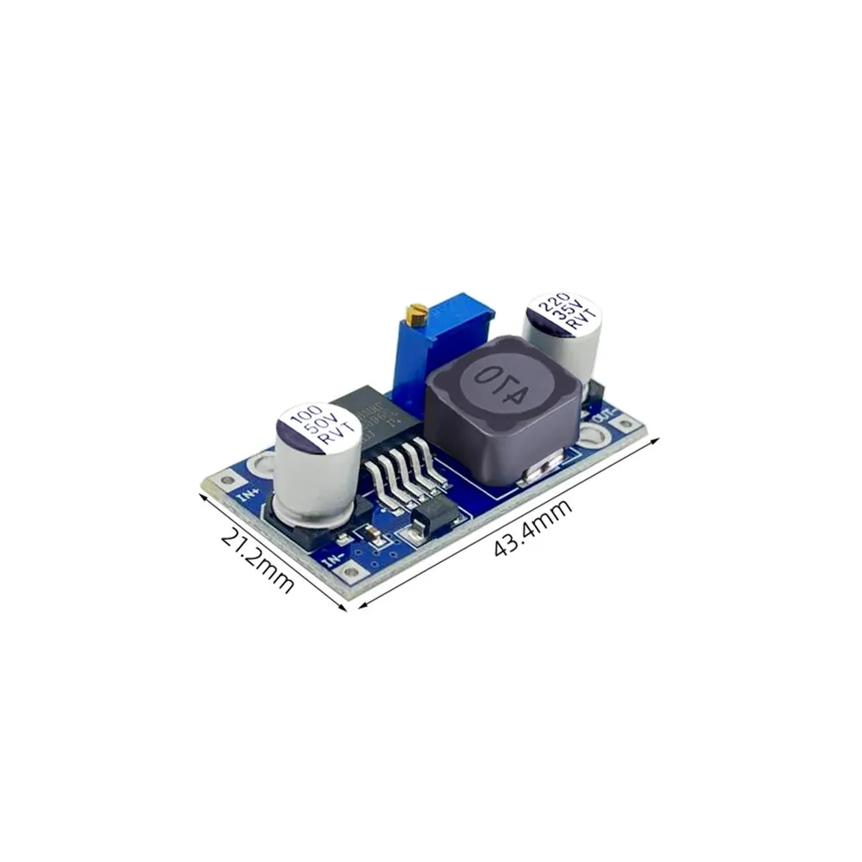 Produktbild von DC-DC Buck Spannungswandler Modul – 4-40V Auf 1,25-37V, Einstellbar, 3A, Mit LED Und Poti, 2 Stück